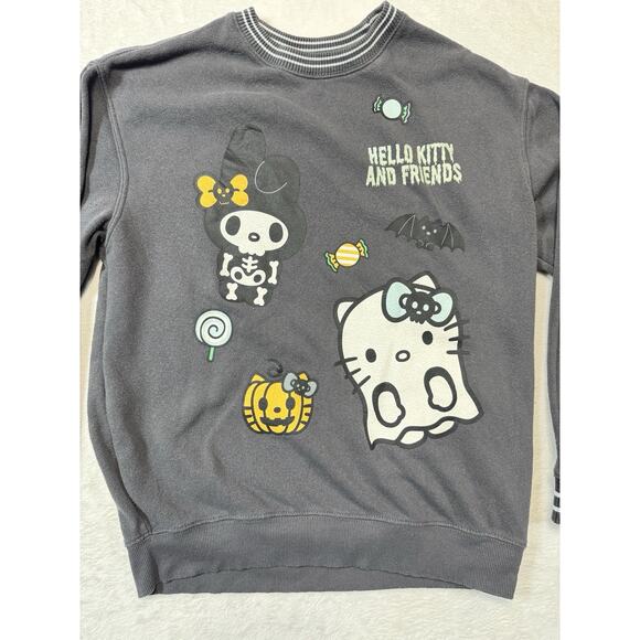 Sanrio Women's Hello Kitty Halloween Sweatshirt - Black Small Graphics 2 Sided - Picture 1 of 6
